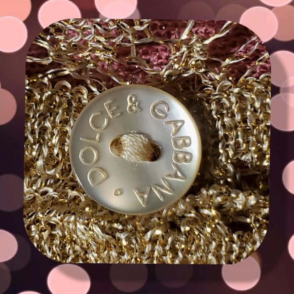 Dolce & Gabbana gold shimmery open-knit long sleeve top with pink back, size 44 - Picture 4 of 4